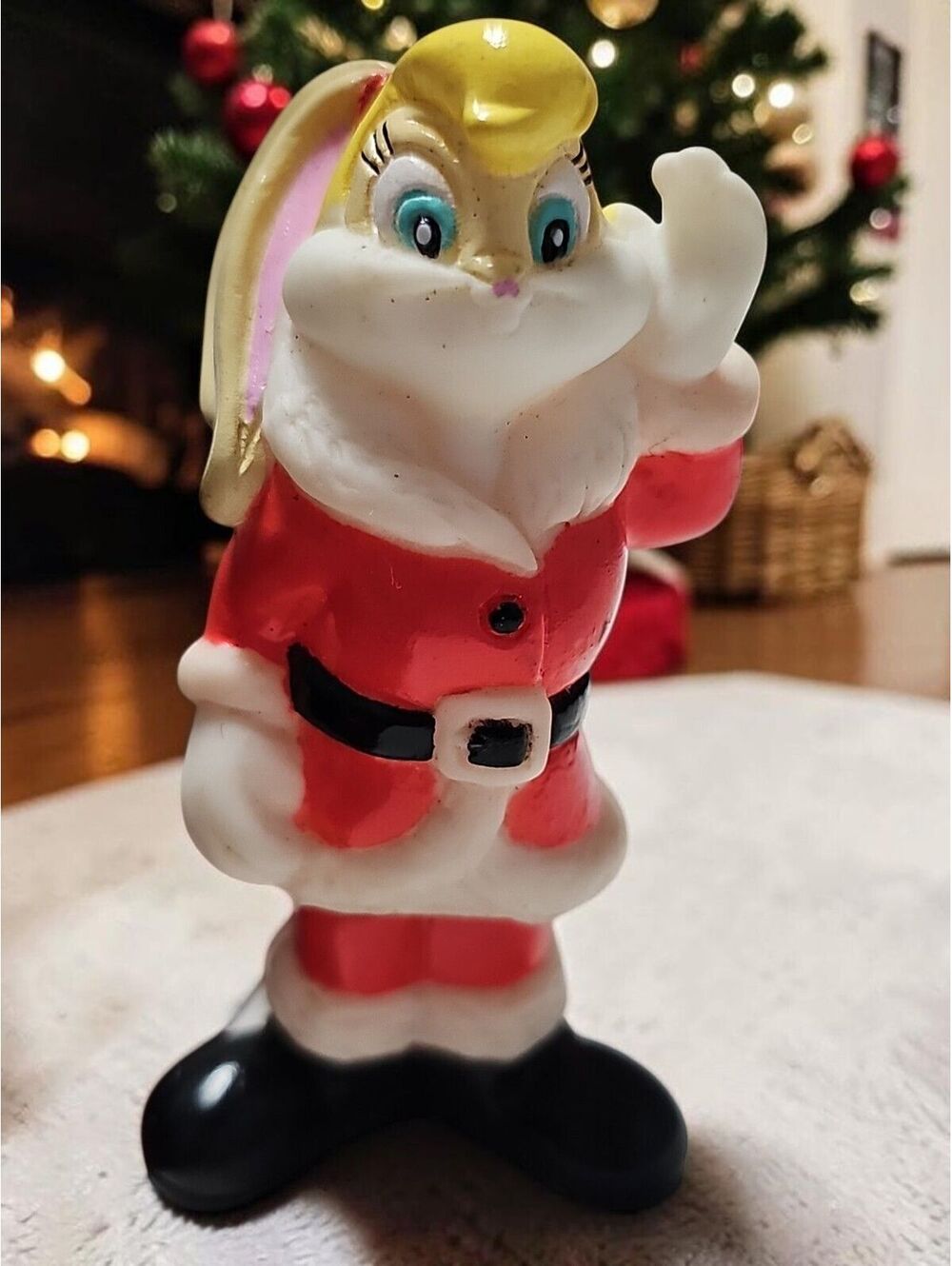 1997 Warner Bros Lola Bunny Santa Ornament, Holiday Figurine, Space Jam, Vintage
